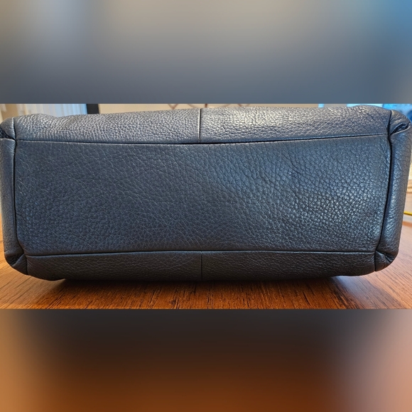 Coach Metallic Navy Pebbled Leather Boho Shoulder Bag w/ Silver Accents - Picture 9 of 12